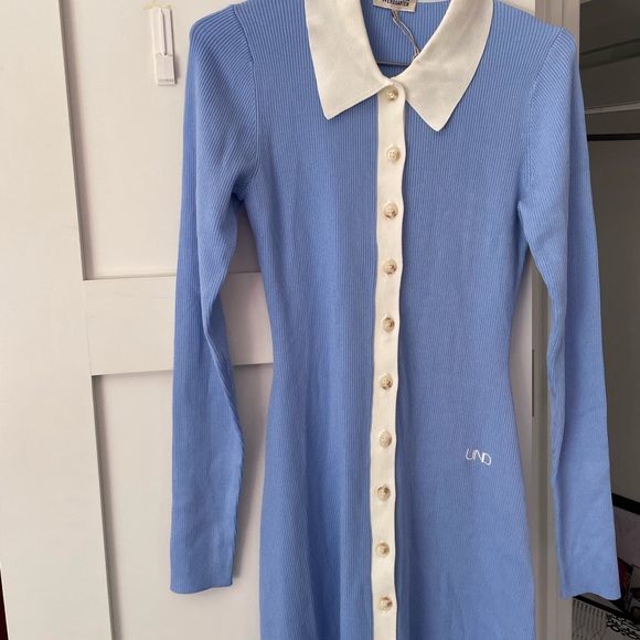 BAUM UND PFERDGARTEN midi blue ribbed knit dress - Picture 11 of 15